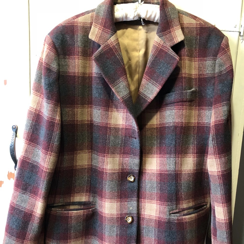 L.L. Bean Plaid Blazer - Dark red and Tan